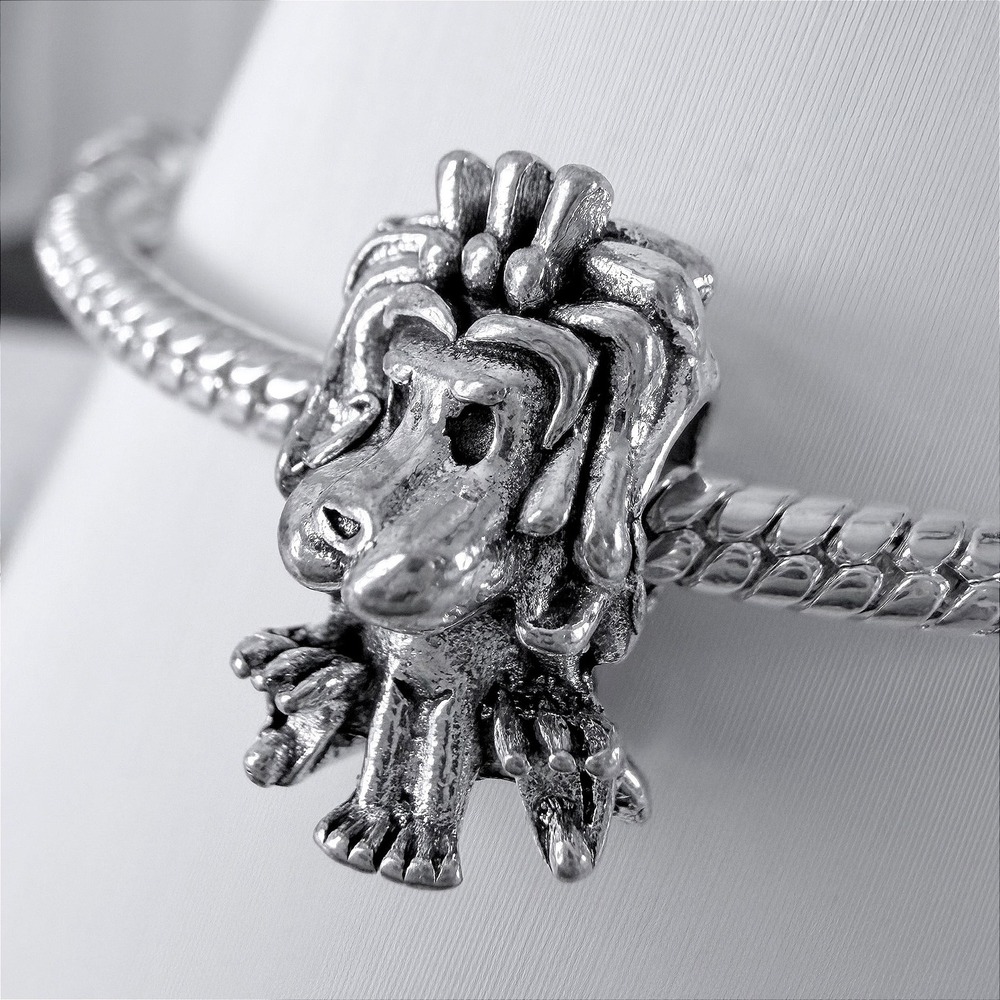 British Lion Silver Bead Charm Fits Snake Chain Bracelet